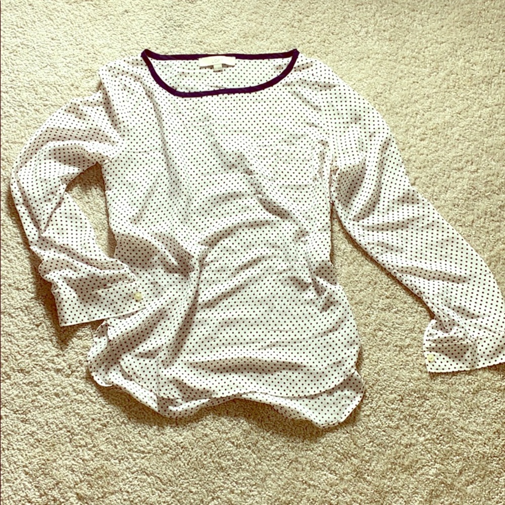 Loft Polk Dot Long Sleeve Blouse